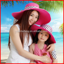 New Women Derby Cap Wide Large Brim Floppy Fold Summer Beach Parent-Child Beach Sun Hat